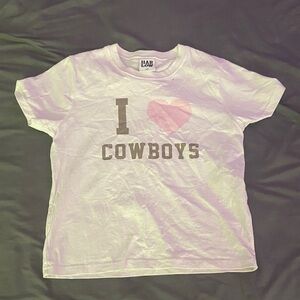 Harlow White Tee with Pink Heart "I 🩷 Cowboys" Graphic